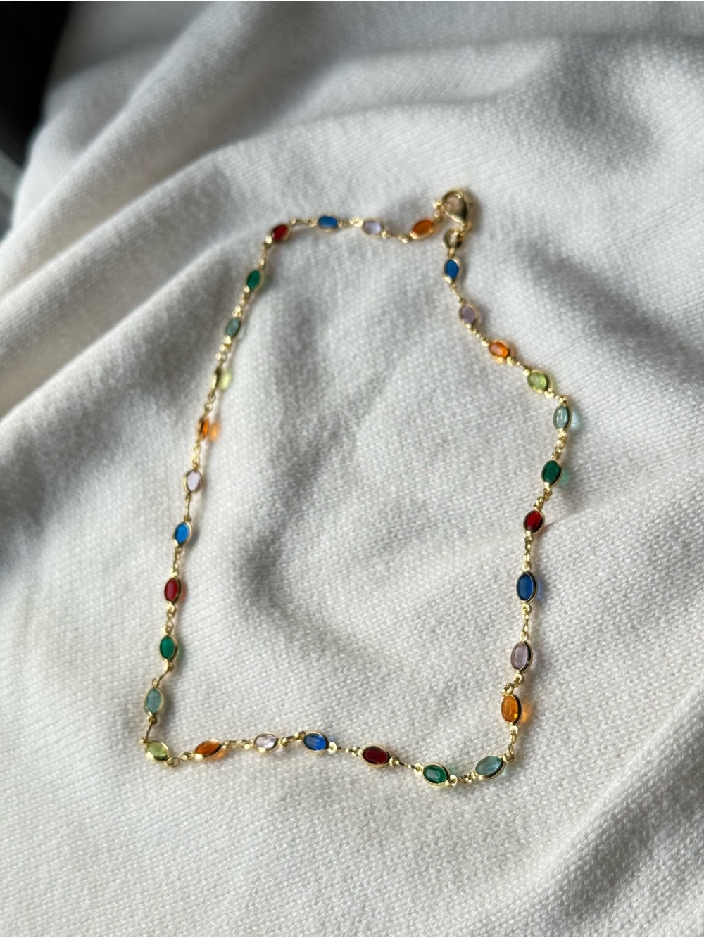 18K Gold Plated Multicolor Gemstone Necklace | Non-Tarnish Size is 16”